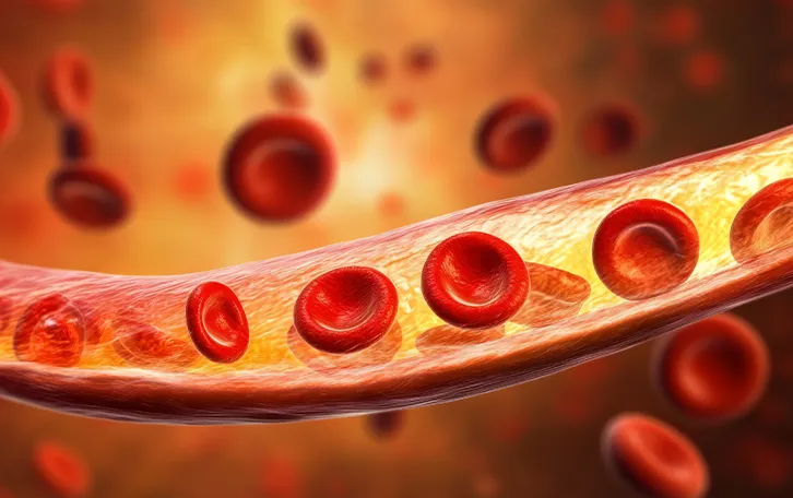 Schema rote Blutkörperchen in einer Ader